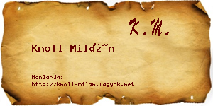 Knoll Milán névjegykártya