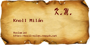 Knoll Milán névjegykártya